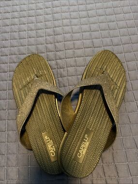 Capelli of New York Metallic Blue Woven Thong Sandals
